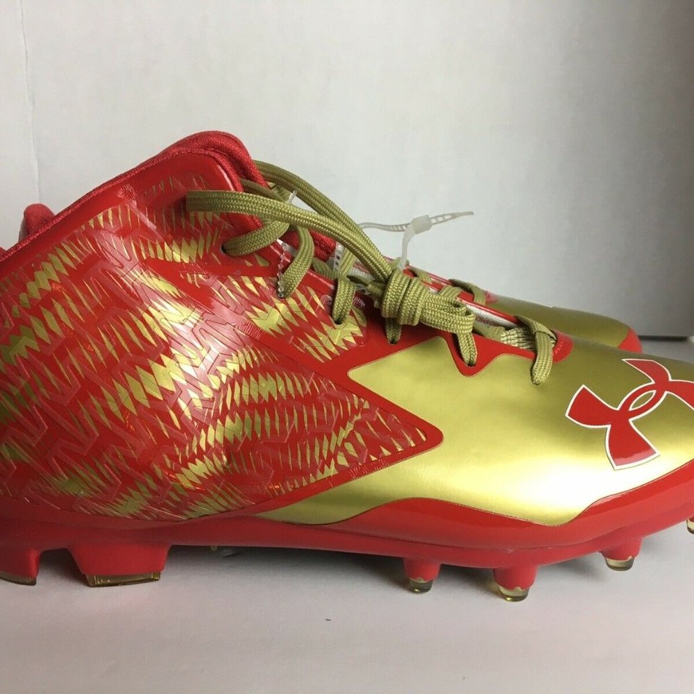 NWT Under Armour Red & Gold Nitro Clutchfit Cleats